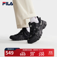 FILA 斐乐 FLUID V复古运动鞋男2024春猫爪鞋休闲鞋老爹鞋 黑-BK 43