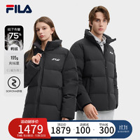 FILA 斐乐 官方情侣款羽绒服2024冬新款时尚休闲舒适连帽保暖外套 正黑色-BK 190/108A/XXXL