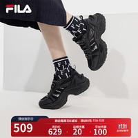 FILA 斐乐 官方女鞋SOFIA 3摩登运动鞋2024春新款鱼刺鞋3代休闲鞋 黑-BK 36.5