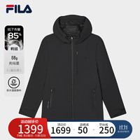 FILA 斐乐 官方男装羽绒服2024冬季新款时尚休闲基础连帽防水防湿外套 正黑色-BK 180/100A/XL