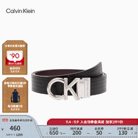 卡尔文·克莱恩 Calvin Klein Jeans男士双面用字母扣格纹ck牛皮革商务腰带节日礼物HC0795