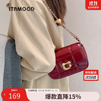 ITAMOOD 妙迪 mood）过节生日礼物红色斜挎包牛皮女包链条包包链条包小方包80116