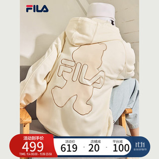 FILA 斐乐 女装加绒保暖开衫连帽外套 F51W138599FIV