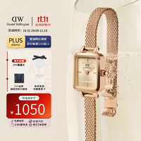 Daniel Wellington DanielWellington）dw手表女 复古小方糖石英欧美腕表 香槟金钢带腕表DW00100651