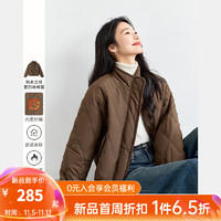 vimly 梵希蔓 美拉德菱格棉服女2024冬季新款夹棉保暖设计厚外套短款棉衣 M9378 咖啡色 M