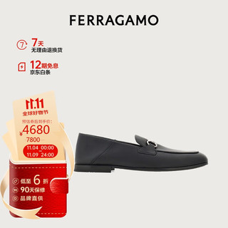 Salvatore Ferragamo 菲拉格慕 Ferragamo）男士黑色Gancini扣饰莫卡辛鞋 0774150_3E _105/46.5码