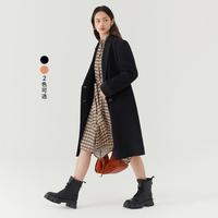 丽丽 LILY热销秋冬季舒适全绵羊毛复古双排扣毛呢外套女