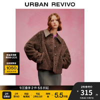 URBAN REVIVO UR2024春季女装菱格领子毛绒宽松外套 UWU140015