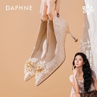 DAPHNE 达芙妮 尖头高跟鞋女2024法式单鞋 香槟色