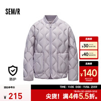 Semir 森马 羽绒服女纯色三防宽松休闲风2024冬季棒球领轻薄外套慵懒 粉紫70014 175/96A/XXL