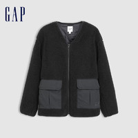 Gap 盖璞 24年新款 拼接羊羔绒保暖棉服 680499