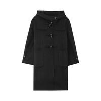 71.6%羊毛MB女英伦风连帽双面呢大衣学院风减龄毛呢外套