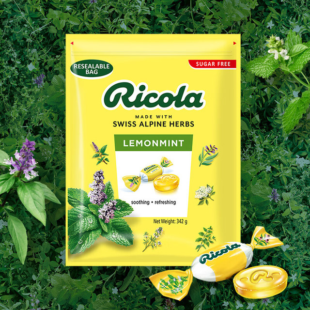 移动端、京东百亿补贴：Ricola 利口乐 量贩装大包分享零食柠檬薄荷味无糖呵护润嗓润喉糖342g