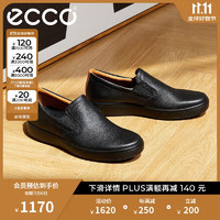 ecco 爱步 平底耐磨简约休闲鞋男柔酷7号男鞋系列470484 黑色/棕色39