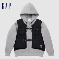 Gap 盖璞 男女装2024秋冬新款撞色FCE连帽马甲卫衣680246 灰色 185/104A(XXL) 亚洲尺码