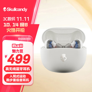 SKullcandy骷髅头 Rail 魅力豆 真无线蓝牙耳机 入耳式运动跑步重低音耳机  哑雾白