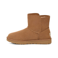UGG 女士舒适平底经典搭扣款迷你短靴雪地靴 1166776 栗色 38