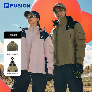 FILA 斐乐 FUSION斐乐潮牌情侣款上衣三合一2024秋新款宽松羽绒服外套