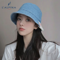 百亿补贴：L＇ALPINA 阿尔皮纳袋鼠 LALPINA 日系牛仔简约渔夫帽女显脸小百搭遮阳大头围素颜防晒盆帽