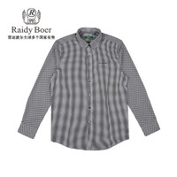 Raidy Boer/雷迪波尔刺绣格纹珍珠贝长袖衬衫男9014-78