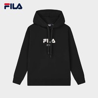 FILA 斐乐 加绒卫衣男2024秋季新款连帽情侣装宽松帽衫运动女上衣