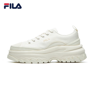 FILA 斐乐 官方LAVA女鞋厚底帆布鞋休闲鞋增高小白鞋运动鞋黑色鞋子