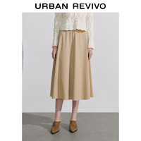 URBAN REVIVO UR2024秋季新款女装休闲简约百搭显瘦中长款半裙UWM540007