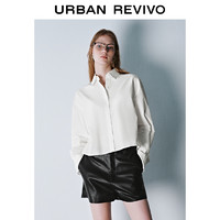 URBAN REVIVO UR2024冬季新款女装设计感压褶长袖开襟衬衫UYU240015