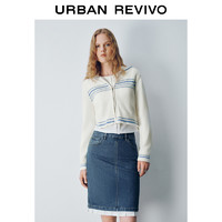 URBAN REVIVO UR2024冬季新款女装美式休闲撞色条纹拉链针织衫UWU930041