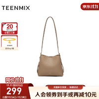 TEENMIX 天美意 2024秋简约日常通勤百搭女斜挎包X2922CX4 灰驼 F