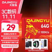 DAJINGYU 大鲸鱼 TF卡(Micro SD)  64GB 小米监控摄像头内存卡 行车记录仪专用卡 读速100MB/s