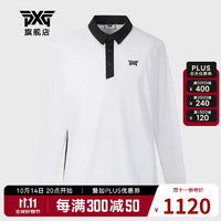 PXG 高尔夫服装男士长袖 早春新款长袖翻领T恤韩版时尚golf运动golf衫 PHMPM211401 白色 XL