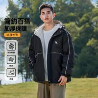 361° 防风保暖棉服时尚百搭简约男式运动休闲连帽夹克外套