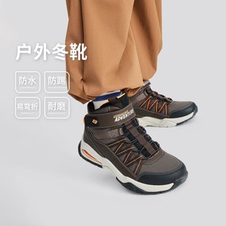 SKECHERS 斯凯奇 男中大童|男童雪地靴运动鞋时尚潮流搭扣中帮秋冬季