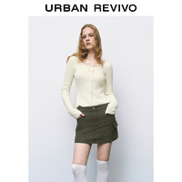 URBAN REVIVO UR2024冬季新款女装慵懒风氛围感修身系带针织衫UYY940026