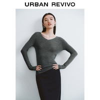 URBAN REVIVO UR2024秋季新款女装简约基础百搭休闲修身穿搭V领针织衫UWB940008