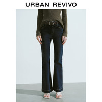 URBAN REVIVO UR2024秋季新款女装时髦复古显瘦修身微喇牛仔长裤UWM840049