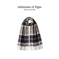 Johnstons of Elgin 秋冬宽幅格纹羊绒围巾男女