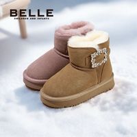 百亿补贴：BeLLE 百丽 女童雪地靴中大童商场同款软底防滑加绒加厚大棉保暖防寒棉靴