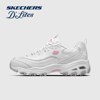 SKECHERS 斯凯奇 女鞋透气蕾丝熊猫鞋轻软厚底老爹鞋2024新款休闲运动小白鞋