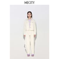 百亿补贴：MECITY 女士夏季新款不规则破洞米色原牛水洗牛仔外套女537785