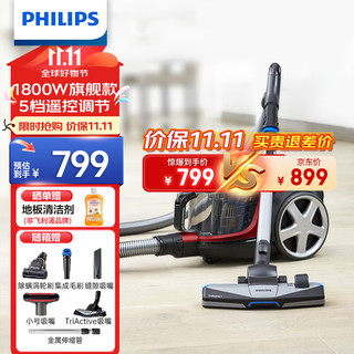 PHILIPS 飞利浦 卧式吸尘器家用 小型手持吸尘器大吸力大功率 有线吸尘器 强力除螨吸猫毛吸尘机F