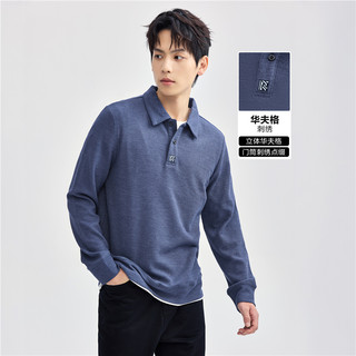 GIORDANO 佐丹奴 Polo男装华夫格刺绣门筒针织长袖POLO 01014786