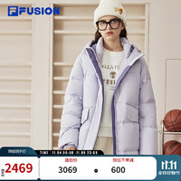 FILA FUSION 斐乐潮牌长款羽绒服女冬季时尚休闲连帽外套