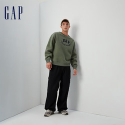 Gap 盖璞 LOGO仿羊羔绒宽松廓形卫衣 762596休闲上衣 绿色