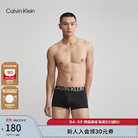 卡尔文·克莱恩 Calvin Klein 内衣男士醒目提花轻薄贴身防夹臀低腰四角裤平角内裤NB1702O 001-黑色 M