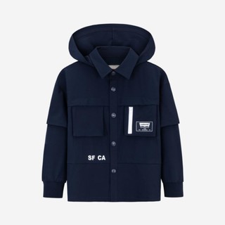 Levi's 李维斯 男童春秋舒适连帽衬衫李维斯童装儿童休闲外穿时尚开襟衬衫外套