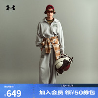 安德玛 UNDERARMOUR）Icon男女同款高克重半拉链运动休闲卫衣1386550 摩登灰011 XL