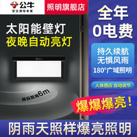 BULL 公牛 太阳能户外庭院灯家用照明路灯室外阳台洗墙射灯花园布置围墙壁灯