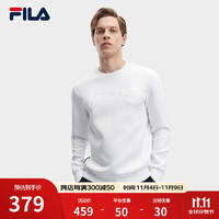 FILA 斐乐 男子针织套头衫休闲基础简约抗菌卫衣 玉石白-WT 170/92A/M